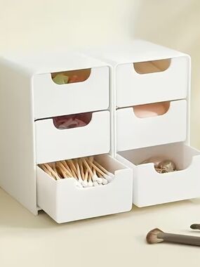 White Desktop Organizer Storage Unit With Drawers